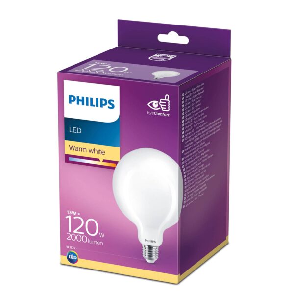 Philips Classic guľatá LED E27 G120 13W matná