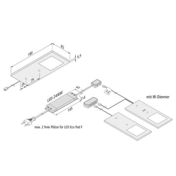 Podhľadové LED svietidlo Eco-Pad F 2x 4000K hliník