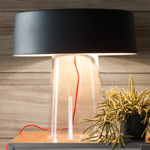 Prandina Glam stolová lampa 48cm číra/čierna