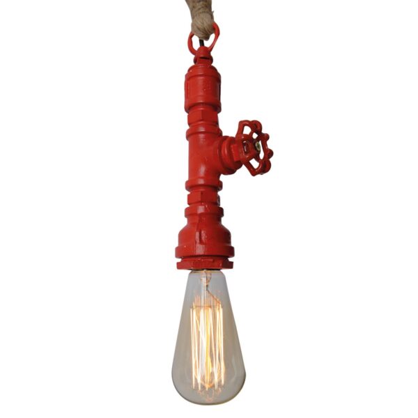 Závesná lampa Vintage s konopným lanom červená